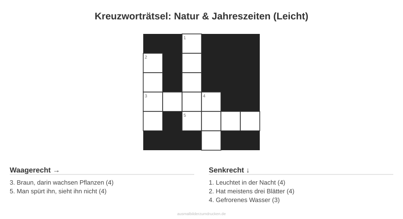 Kreuzworträtsel Kreuzworträtsel: Natur & Jahreszeiten (Leicht) aus der Kategorie Natur - kostenlos ausdrucken