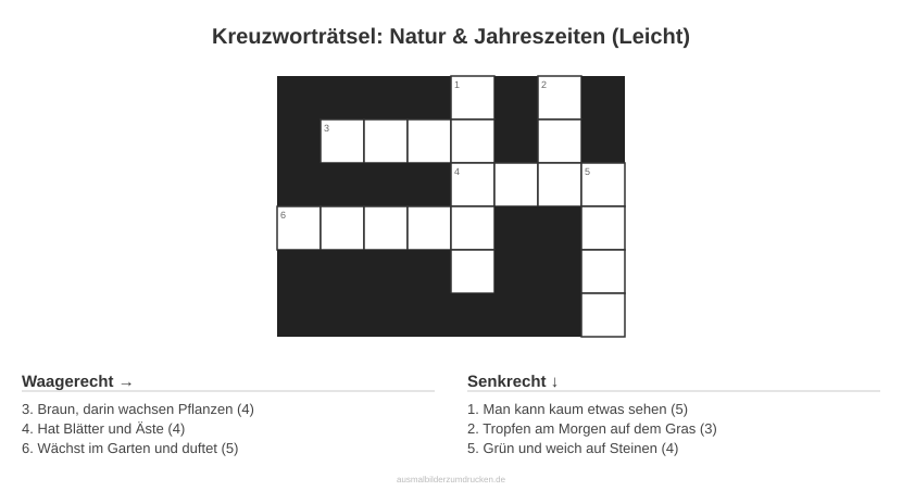 Kreuzworträtsel Kreuzworträtsel: Natur & Jahreszeiten (Leicht) aus der Kategorie Natur - kostenlos ausdrucken