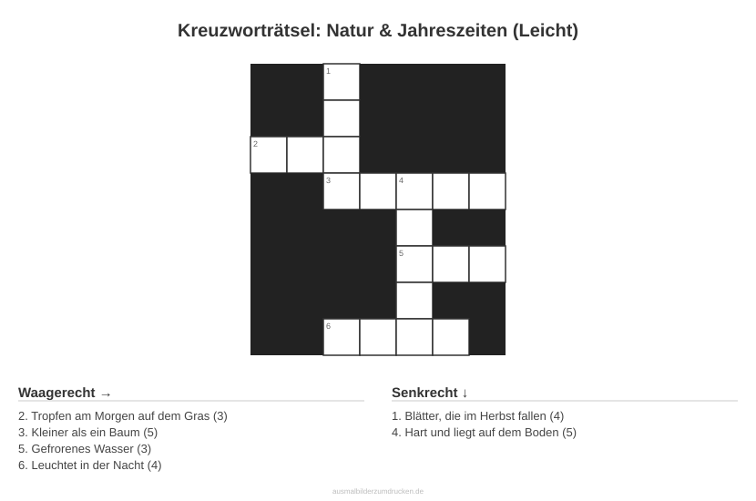 Kreuzworträtsel Kreuzworträtsel: Natur & Jahreszeiten (Leicht) aus der Kategorie Natur - kostenlos ausdrucken