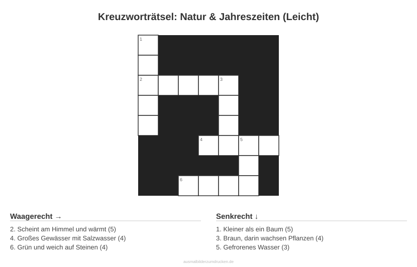 Kreuzworträtsel Kreuzworträtsel: Natur & Jahreszeiten (Leicht) aus der Kategorie Natur - kostenlos ausdrucken