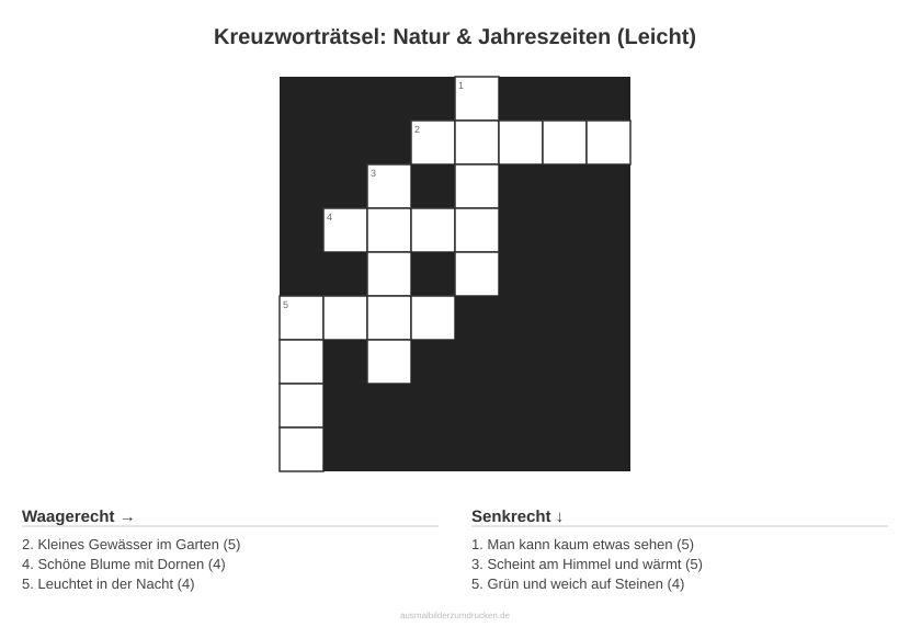 Kreuzworträtsel Kreuzworträtsel: Natur & Jahreszeiten (Leicht) aus der Kategorie Natur - kostenlos ausdrucken