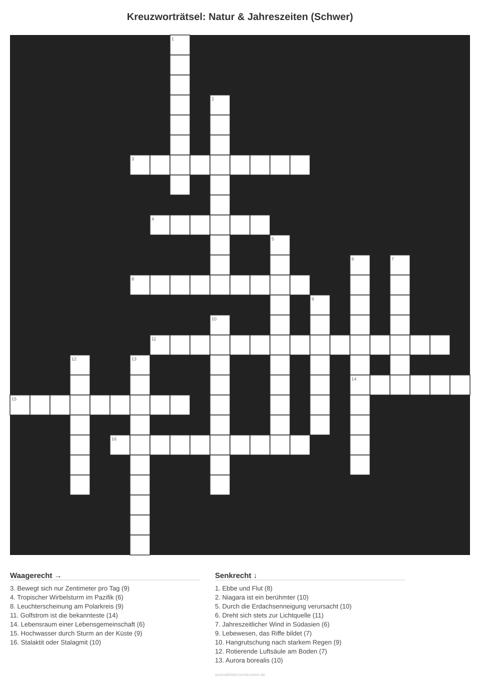 Kreuzworträtsel Kreuzworträtsel: Natur & Jahreszeiten (Schwer) aus der Kategorie Natur - kostenlos ausdrucken