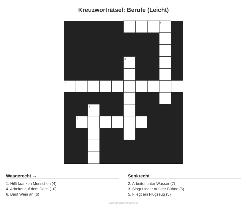 Kreuzworträtsel Kreuzworträtsel: Berufe (Leicht) aus der Kategorie Berufe - kostenlos ausdrucken