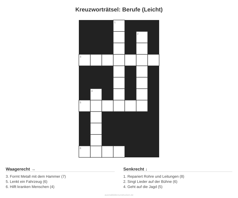 Kreuzworträtsel Kreuzworträtsel: Berufe (Leicht) aus der Kategorie Berufe - kostenlos ausdrucken