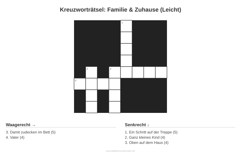 Kreuzworträtsel Kreuzworträtsel: Familie & Zuhause (Leicht) aus der Kategorie Familie - kostenlos ausdrucken