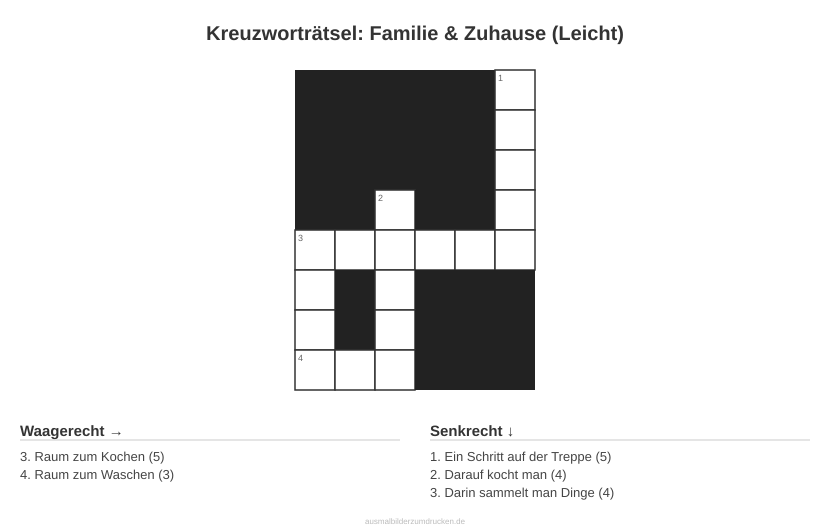 Kreuzworträtsel Kreuzworträtsel: Familie & Zuhause (Leicht) aus der Kategorie Familie - kostenlos ausdrucken
