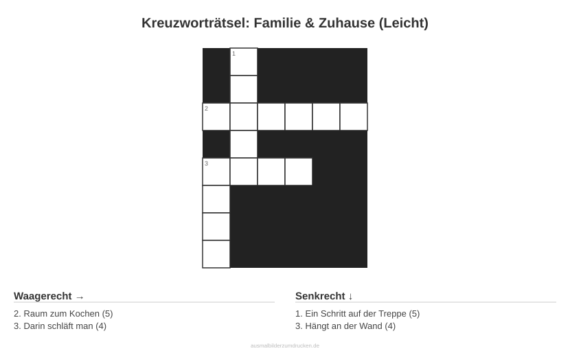 Kreuzworträtsel Kreuzworträtsel: Familie & Zuhause (Leicht) aus der Kategorie Familie - kostenlos ausdrucken