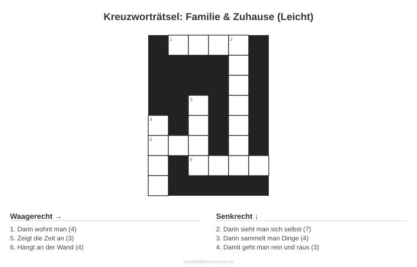 Kreuzworträtsel Kreuzworträtsel: Familie & Zuhause (Leicht) aus der Kategorie Familie - kostenlos ausdrucken