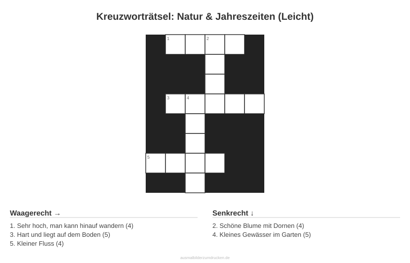 Kreuzworträtsel Kreuzworträtsel: Natur & Jahreszeiten (Leicht) aus der Kategorie Natur - kostenlos ausdrucken