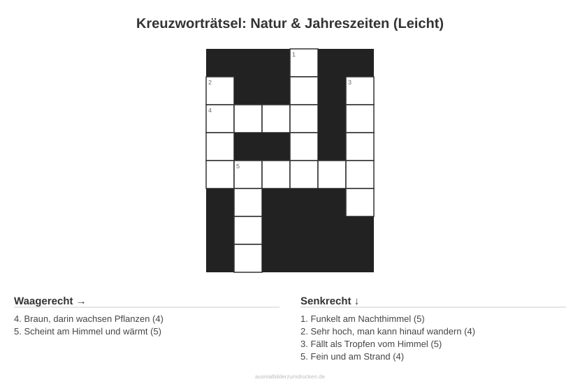 Kreuzworträtsel Kreuzworträtsel: Natur & Jahreszeiten (Leicht) aus der Kategorie Natur - kostenlos ausdrucken