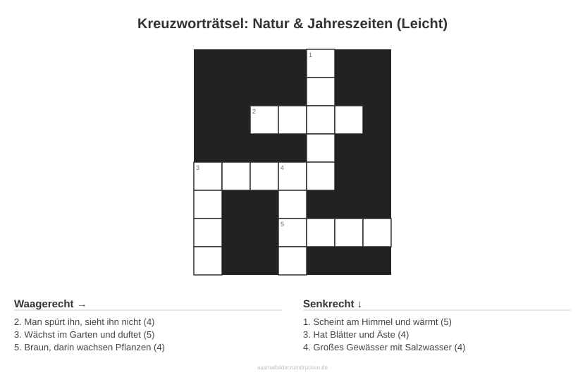 Kreuzworträtsel Kreuzworträtsel: Natur & Jahreszeiten (Leicht) aus der Kategorie Natur - kostenlos ausdrucken