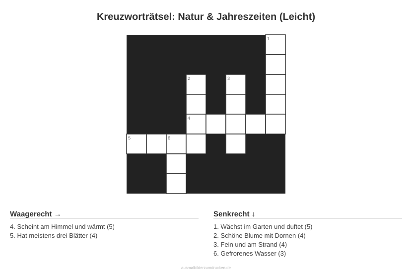 Kreuzworträtsel Kreuzworträtsel: Natur & Jahreszeiten (Leicht) aus der Kategorie Natur - kostenlos ausdrucken
