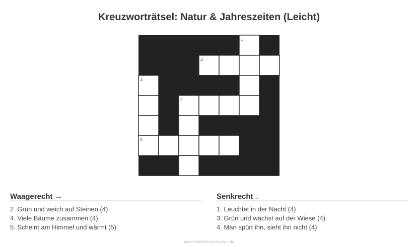 Kreuzworträtsel Kreuzworträtsel: Natur & Jahreszeiten (Leicht) aus der Kategorie Natur - kostenlos ausdrucken