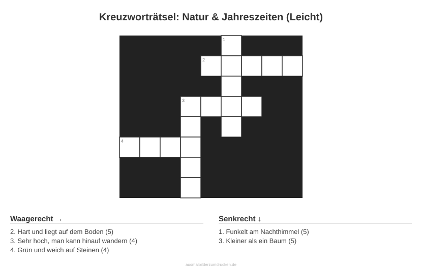 Kreuzworträtsel Kreuzworträtsel: Natur & Jahreszeiten (Leicht) aus der Kategorie Natur - kostenlos ausdrucken