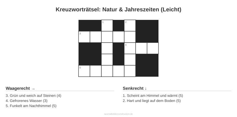 Kreuzworträtsel Kreuzworträtsel: Natur & Jahreszeiten (Leicht) aus der Kategorie Natur - kostenlos ausdrucken
