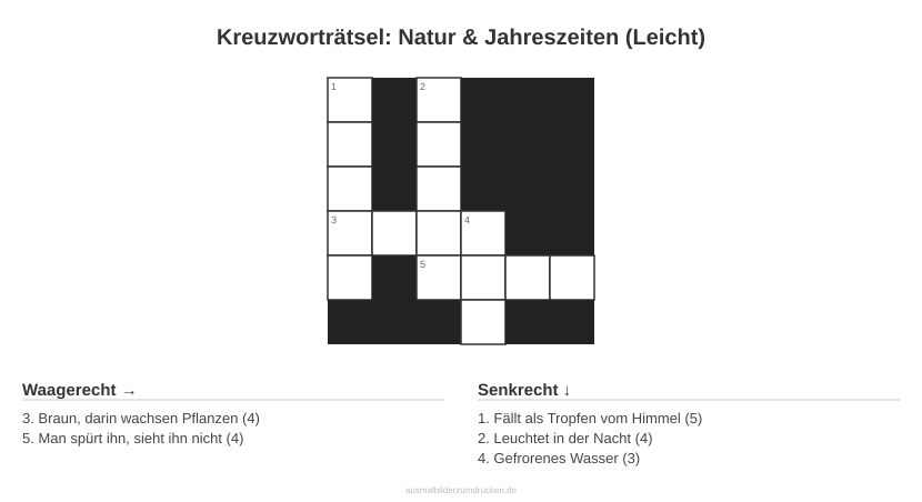 Kreuzworträtsel Kreuzworträtsel: Natur & Jahreszeiten (Leicht) aus der Kategorie Natur - kostenlos ausdrucken