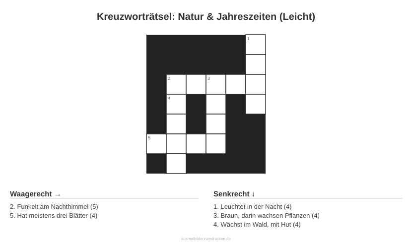 Kreuzworträtsel Kreuzworträtsel: Natur & Jahreszeiten (Leicht) aus der Kategorie Natur - kostenlos ausdrucken
