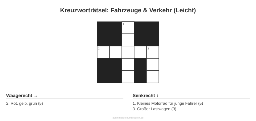 Kreuzworträtsel Kreuzworträtsel: Fahrzeuge & Verkehr (Leicht) aus der Kategorie Fahrzeuge - kostenlos ausdrucken