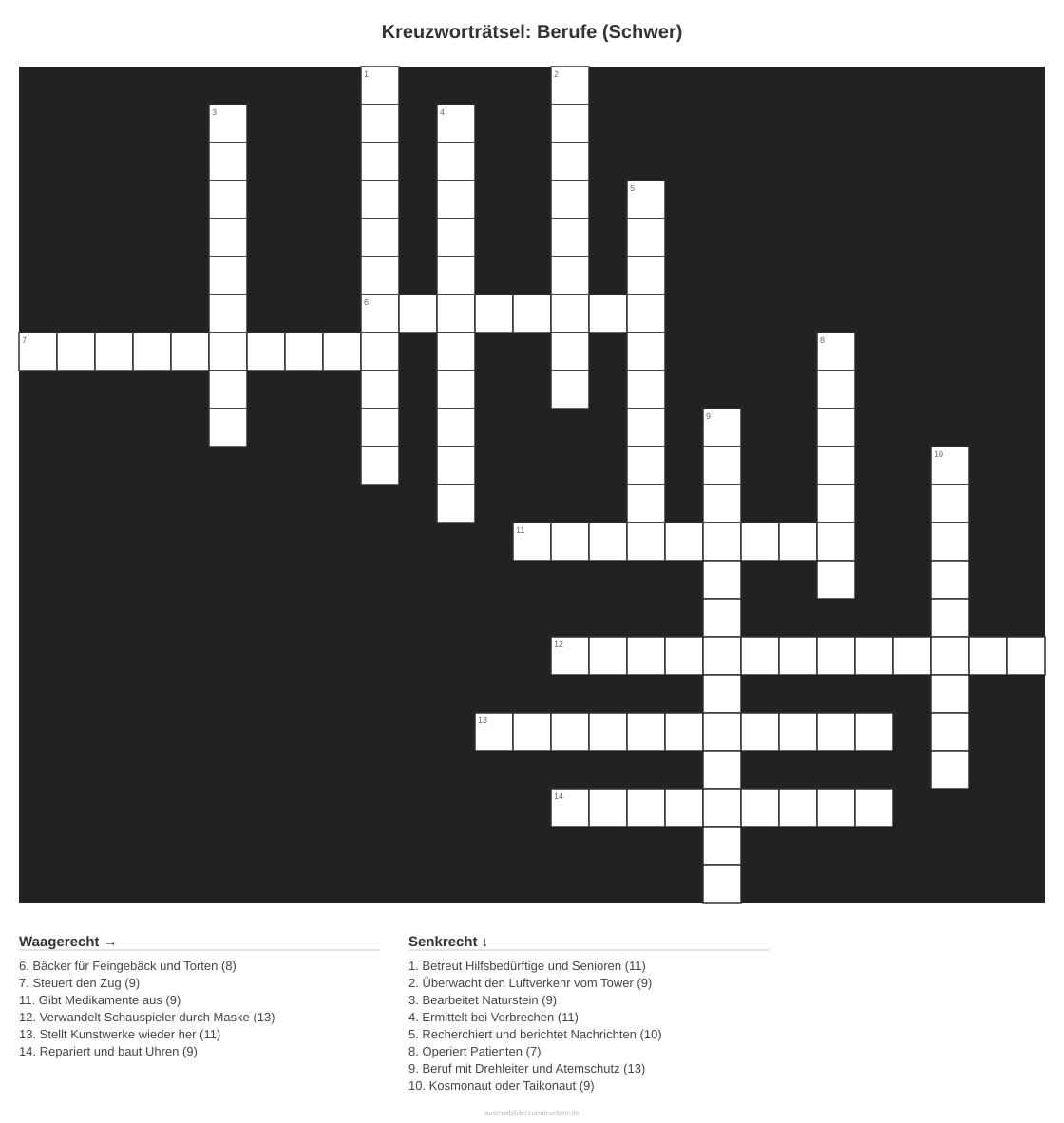 Kreuzworträtsel Kreuzworträtsel: Berufe (Schwer) aus der Kategorie Berufe - kostenlos ausdrucken