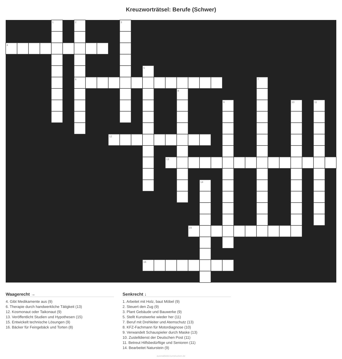 Kreuzworträtsel Kreuzworträtsel: Berufe (Schwer) aus der Kategorie Berufe - kostenlos ausdrucken
