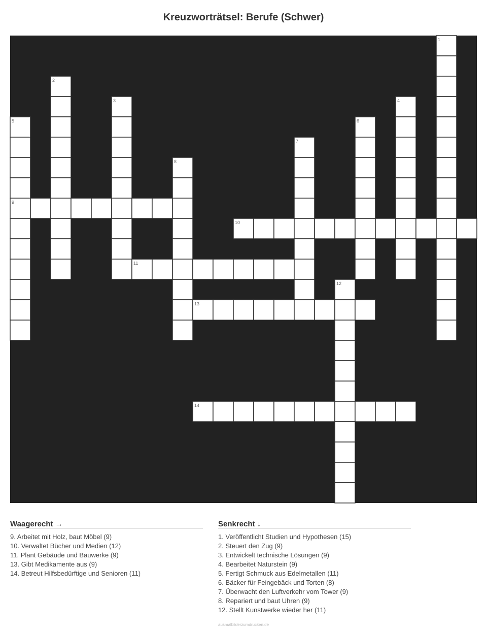 Kreuzworträtsel Kreuzworträtsel: Berufe (Schwer) aus der Kategorie Berufe - kostenlos ausdrucken