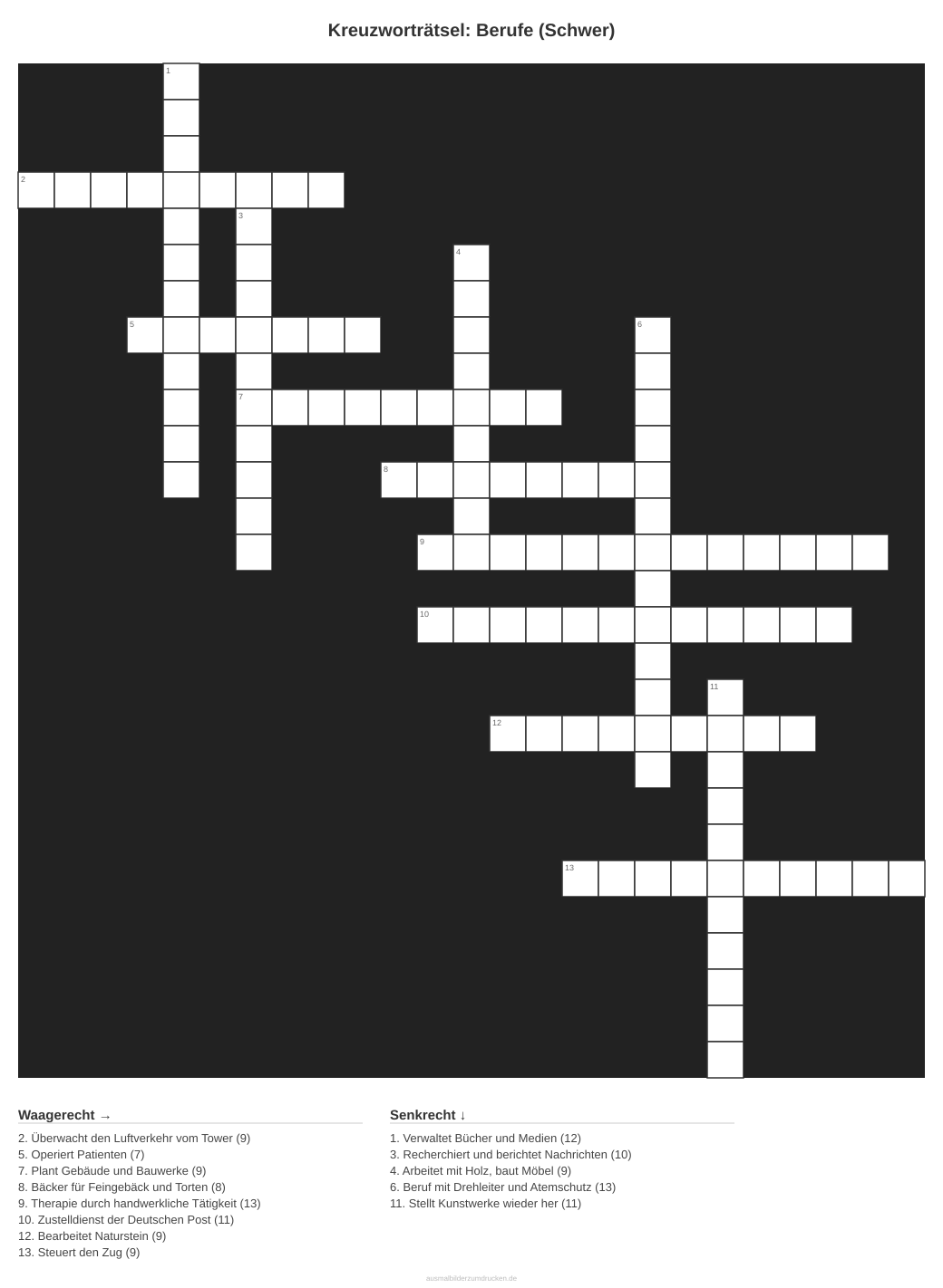 Kreuzworträtsel Kreuzworträtsel: Berufe (Schwer) aus der Kategorie Berufe - kostenlos ausdrucken