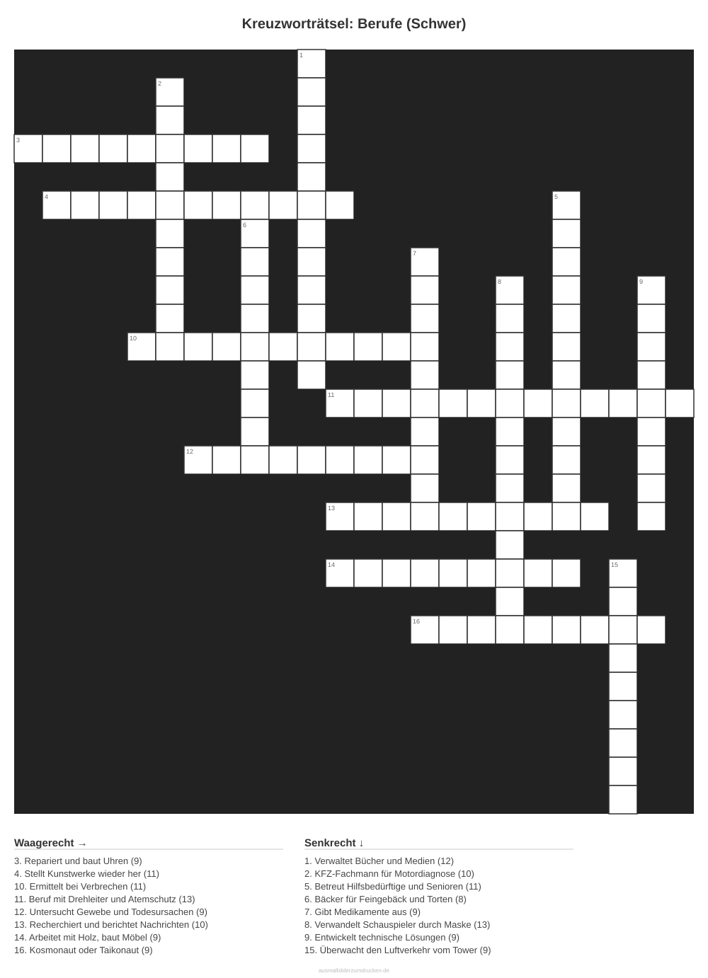 Kreuzworträtsel Kreuzworträtsel: Berufe (Schwer) aus der Kategorie Berufe - kostenlos ausdrucken