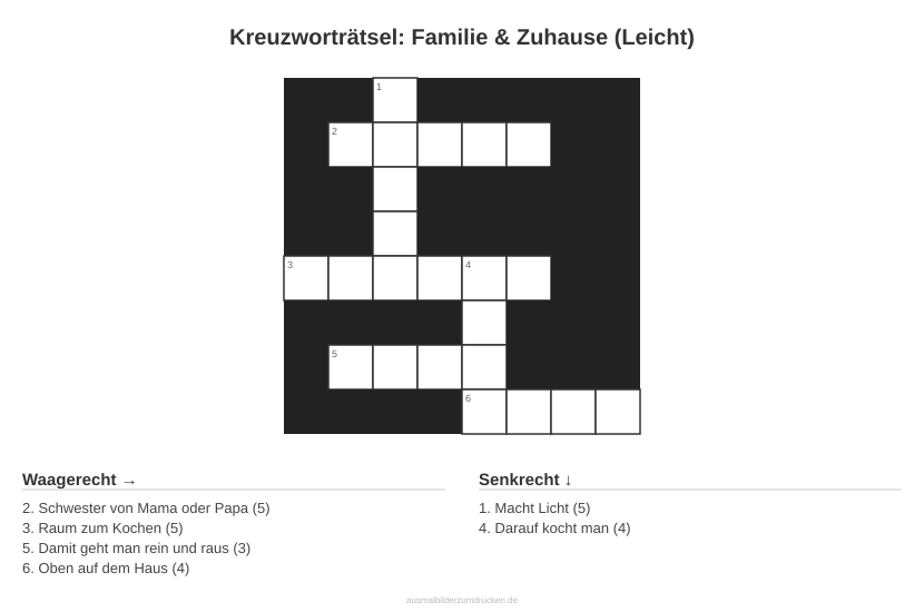 Kreuzworträtsel Kreuzworträtsel: Familie & Zuhause (Leicht) aus der Kategorie Familie - kostenlos ausdrucken