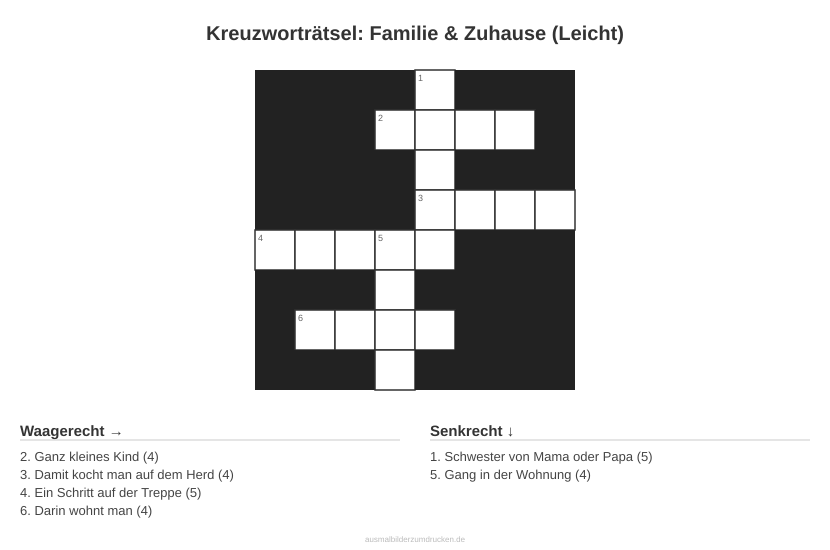Kreuzworträtsel Kreuzworträtsel: Familie & Zuhause (Leicht) aus der Kategorie Familie - kostenlos ausdrucken
