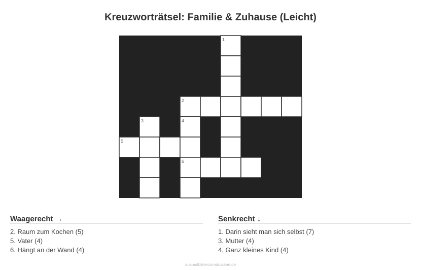 Kreuzworträtsel Kreuzworträtsel: Familie & Zuhause (Leicht) aus der Kategorie Familie - kostenlos ausdrucken