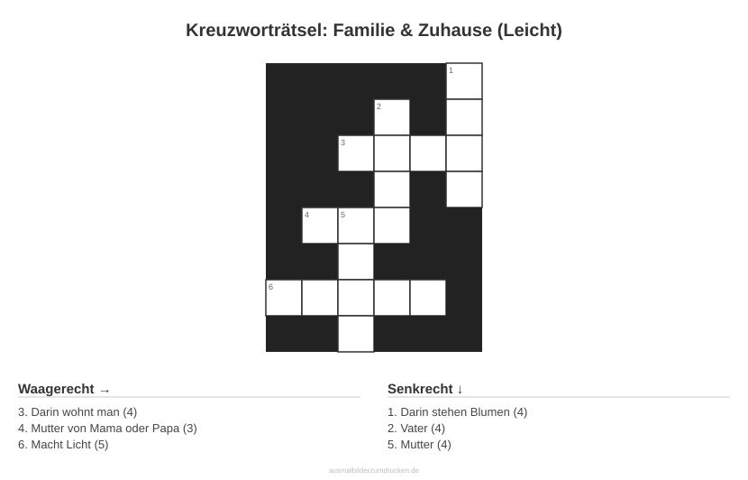 Kreuzworträtsel Kreuzworträtsel: Familie & Zuhause (Leicht) aus der Kategorie Familie - kostenlos ausdrucken