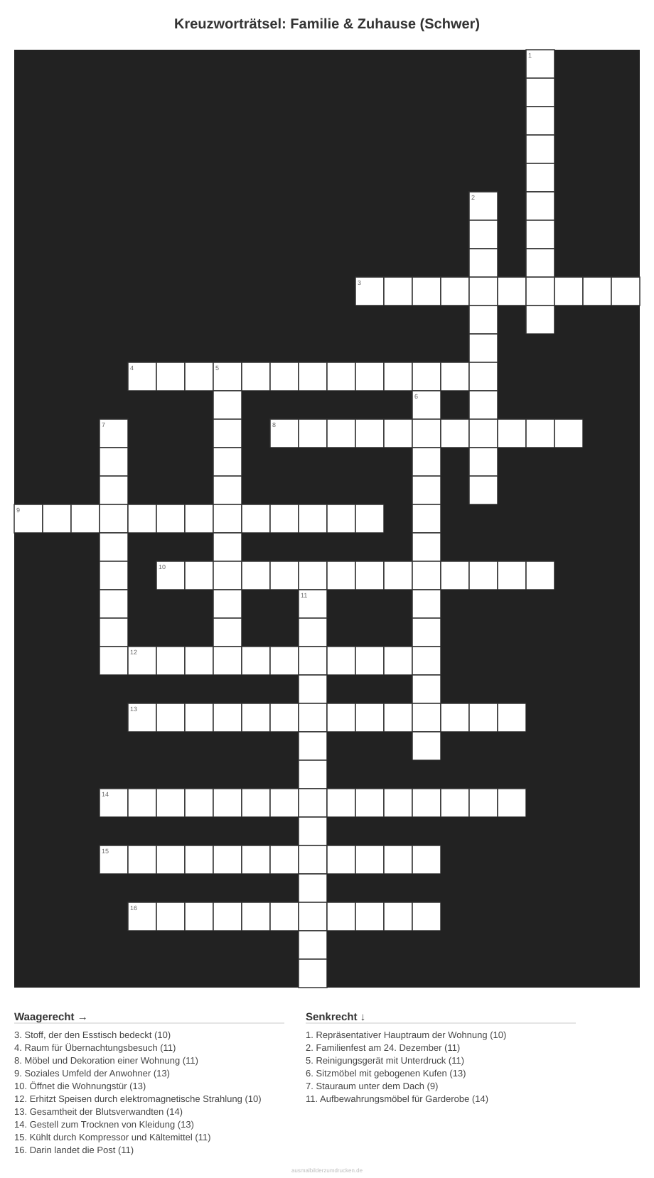 Kreuzworträtsel Kreuzworträtsel: Familie & Zuhause (Schwer) aus der Kategorie Familie - kostenlos ausdrucken