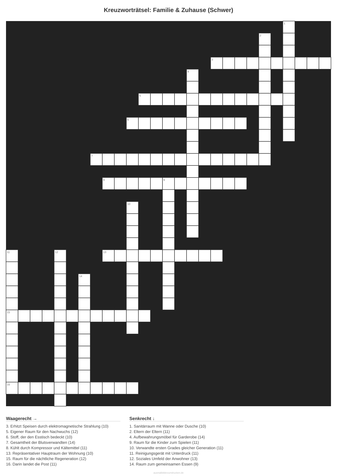 Kreuzworträtsel Kreuzworträtsel: Familie & Zuhause (Schwer) aus der Kategorie Familie - kostenlos ausdrucken