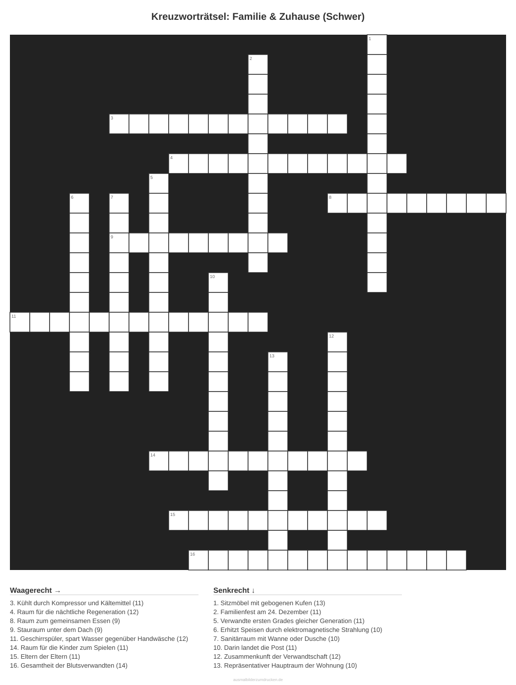 Kreuzworträtsel Kreuzworträtsel: Familie & Zuhause (Schwer) aus der Kategorie Familie - kostenlos ausdrucken