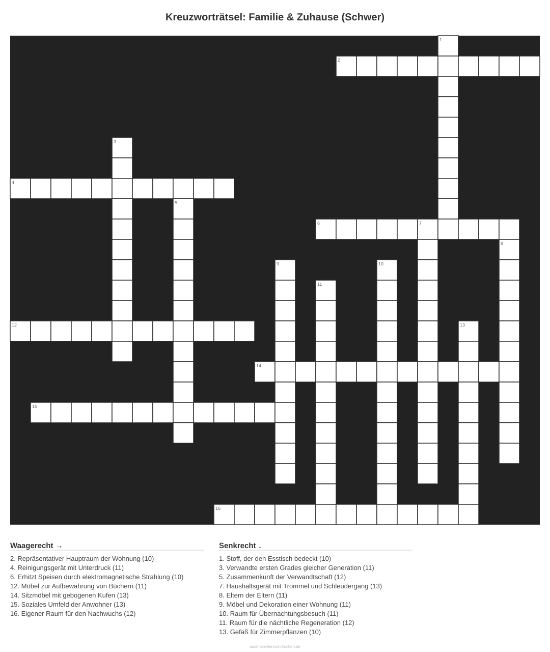 Kreuzworträtsel Kreuzworträtsel: Familie & Zuhause (Schwer) aus der Kategorie Familie - kostenlos ausdrucken