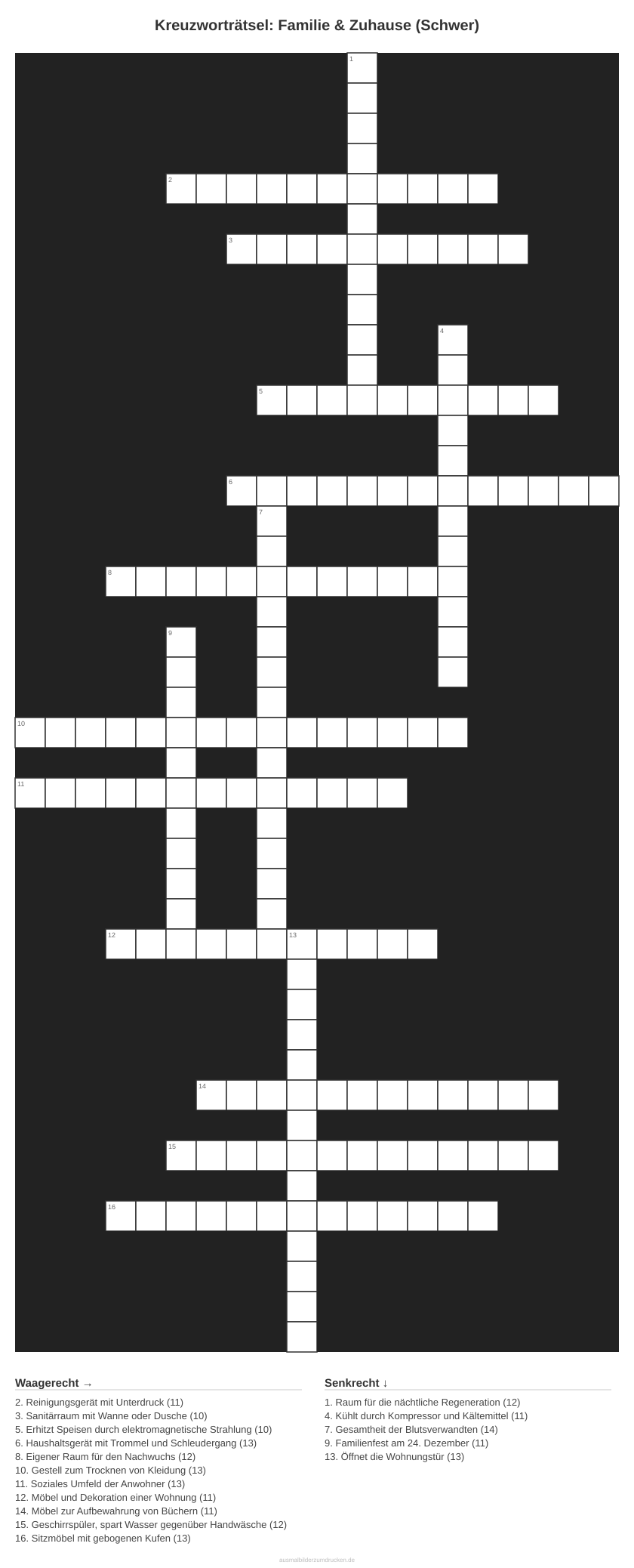 Kreuzworträtsel Kreuzworträtsel: Familie & Zuhause (Schwer) aus der Kategorie Familie - kostenlos ausdrucken