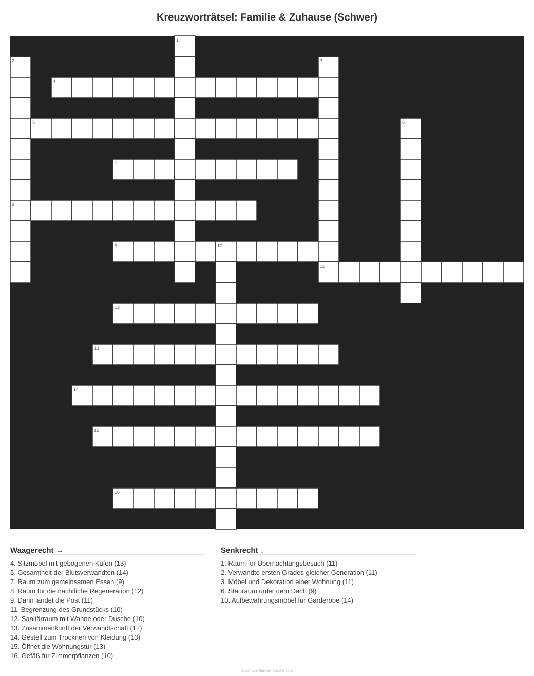 Kreuzworträtsel Kreuzworträtsel: Familie & Zuhause (Schwer) aus der Kategorie Familie - kostenlos ausdrucken