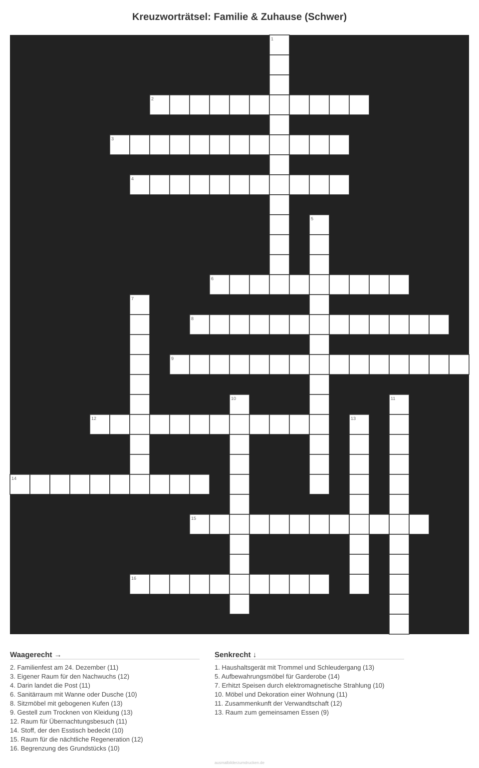 Kreuzworträtsel Kreuzworträtsel: Familie & Zuhause (Schwer) aus der Kategorie Familie - kostenlos ausdrucken