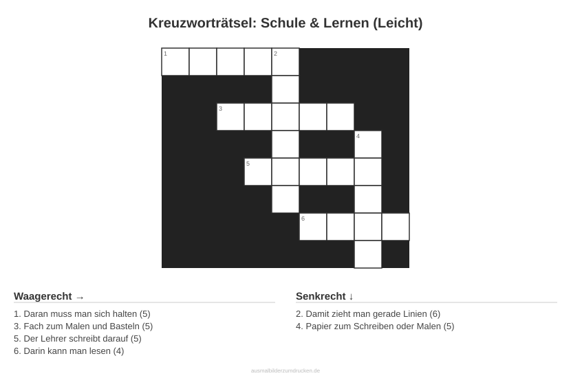 Kreuzworträtsel Kreuzworträtsel: Schule & Lernen (Leicht) aus der Kategorie Schule - kostenlos ausdrucken