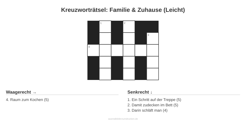 Kreuzworträtsel Kreuzworträtsel: Familie & Zuhause (Leicht) aus der Kategorie Familie - kostenlos ausdrucken