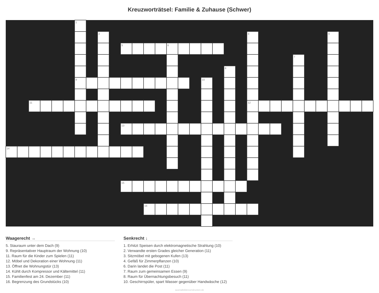 Kreuzworträtsel Kreuzworträtsel: Familie & Zuhause (Schwer) aus der Kategorie Familie - kostenlos ausdrucken