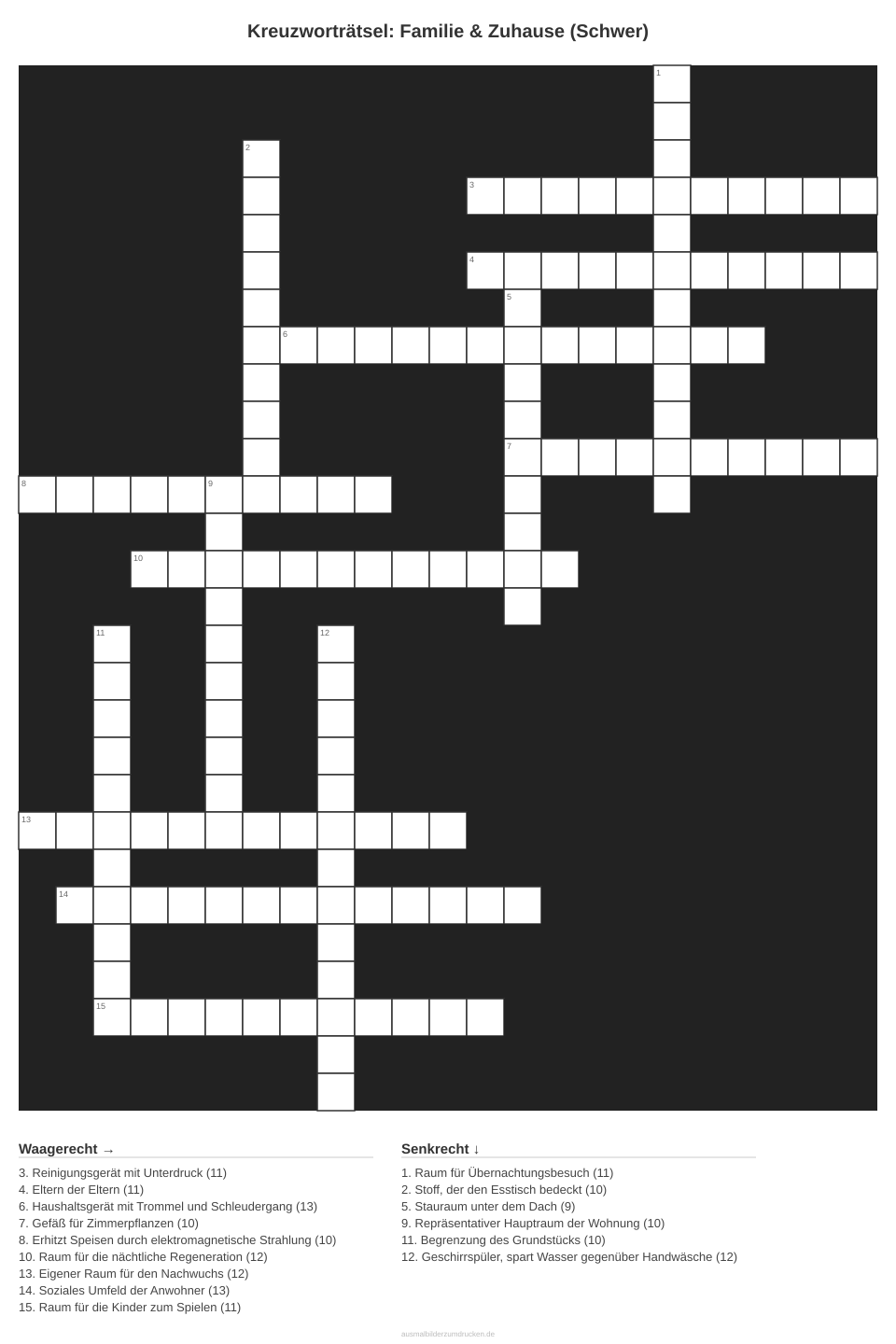 Kreuzworträtsel Kreuzworträtsel: Familie & Zuhause (Schwer) aus der Kategorie Familie - kostenlos ausdrucken