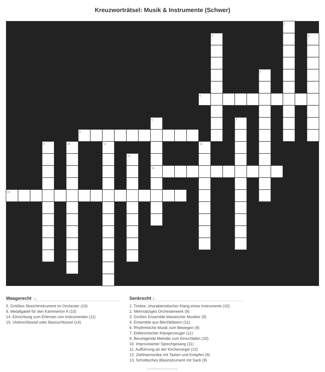 Kreuzworträtsel Kreuzworträtsel: Musik & Instrumente (Schwer) aus der Kategorie Musik - kostenlos ausdrucken
