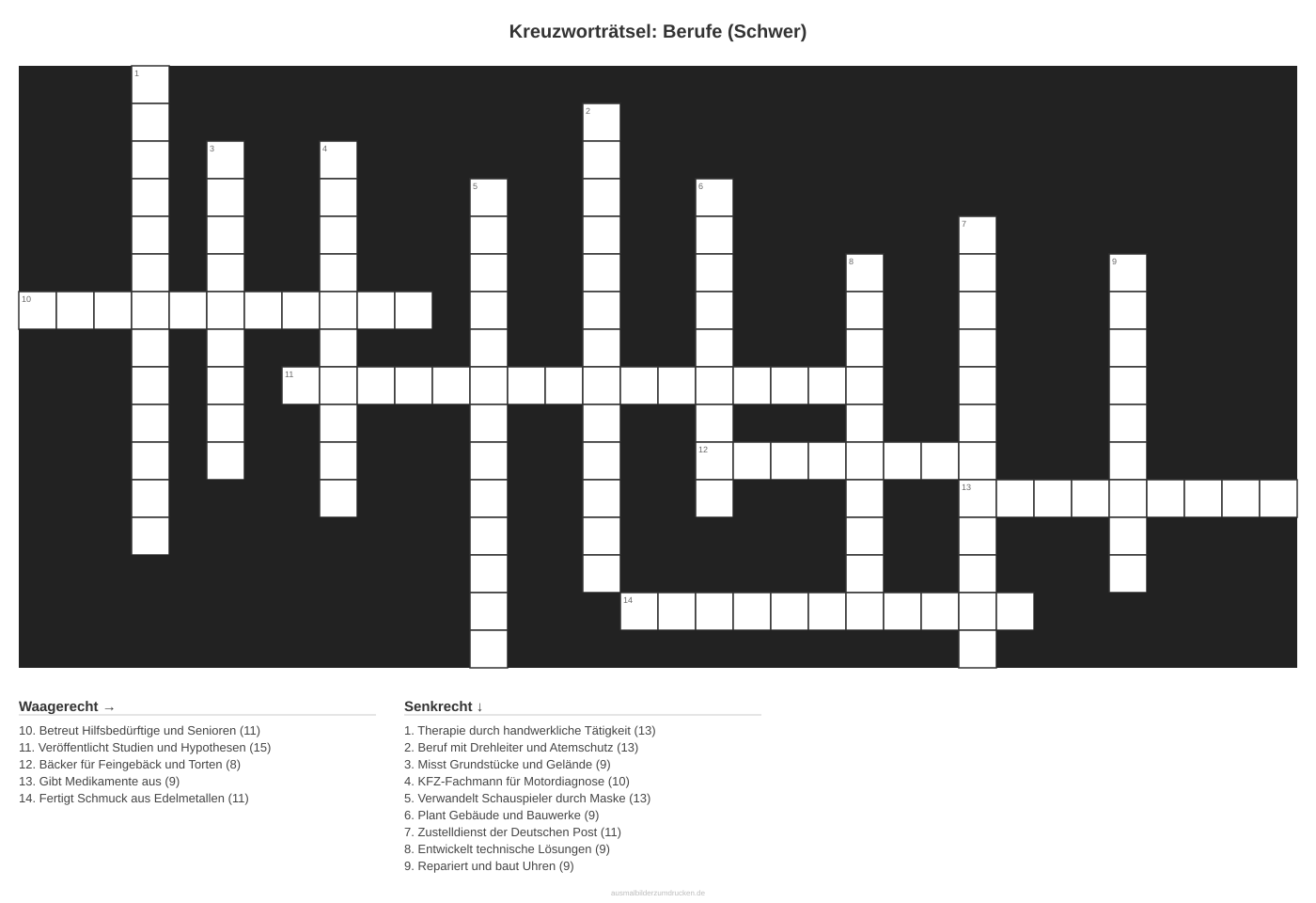 Kreuzworträtsel Kreuzworträtsel: Berufe (Schwer) aus der Kategorie Berufe - kostenlos ausdrucken