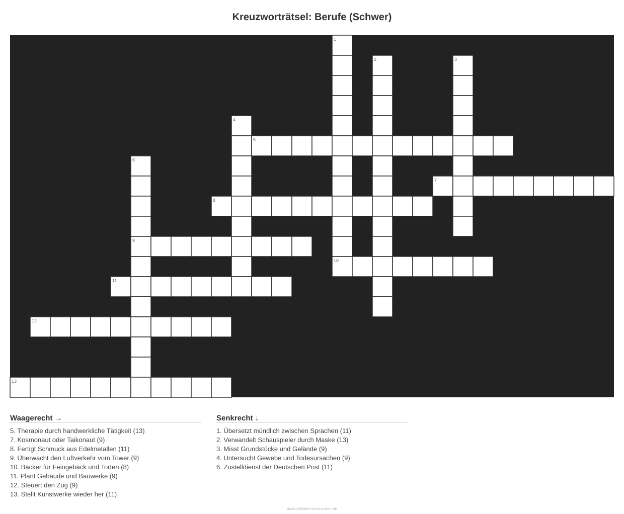 Kreuzworträtsel Kreuzworträtsel: Berufe (Schwer) aus der Kategorie Berufe - kostenlos ausdrucken