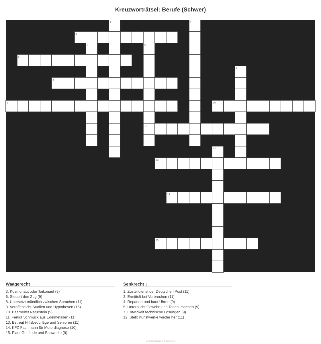 Kreuzworträtsel Kreuzworträtsel: Berufe (Schwer) aus der Kategorie Berufe - kostenlos ausdrucken