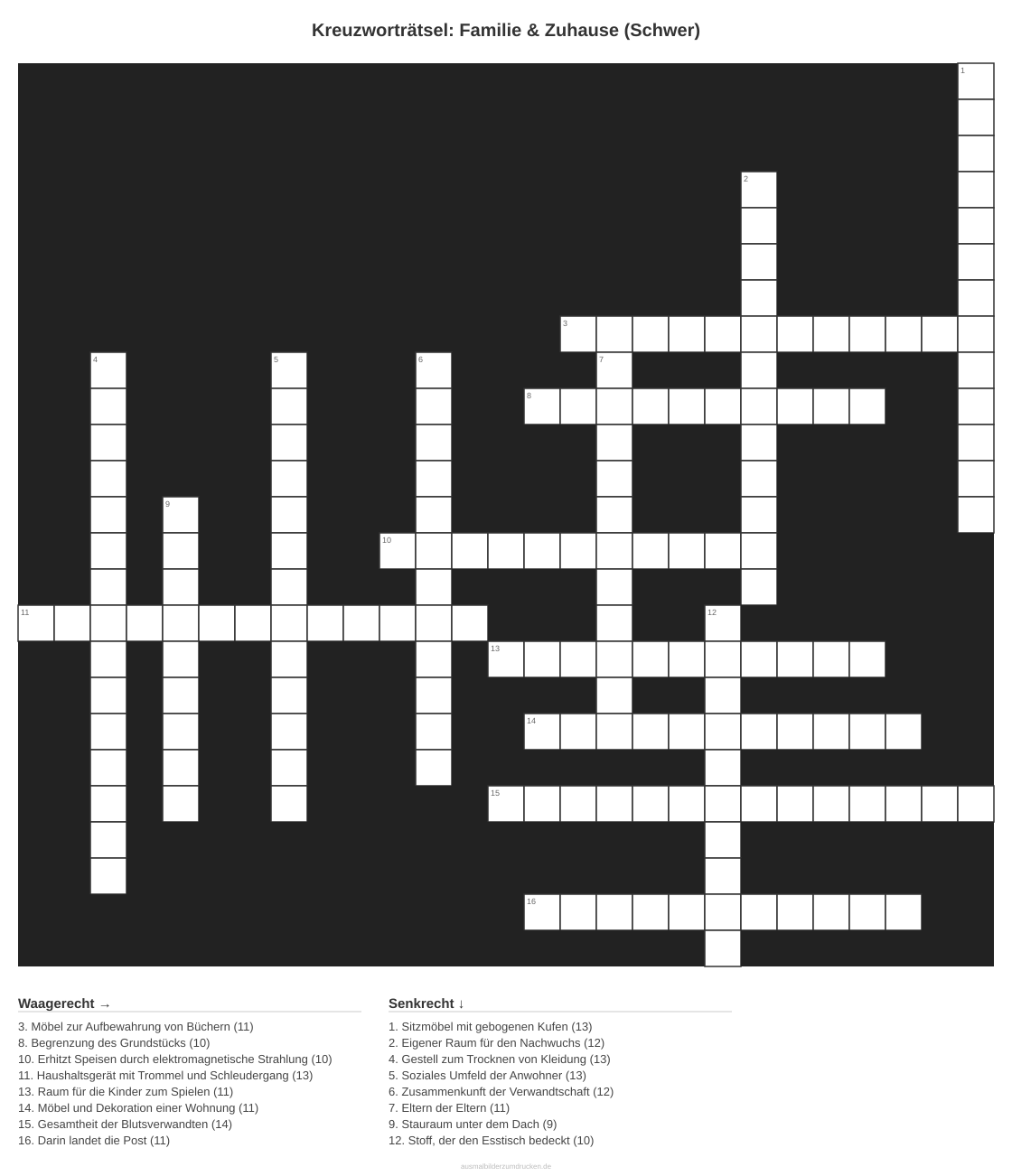 Kreuzworträtsel Kreuzworträtsel: Familie & Zuhause (Schwer) aus der Kategorie Familie - kostenlos ausdrucken