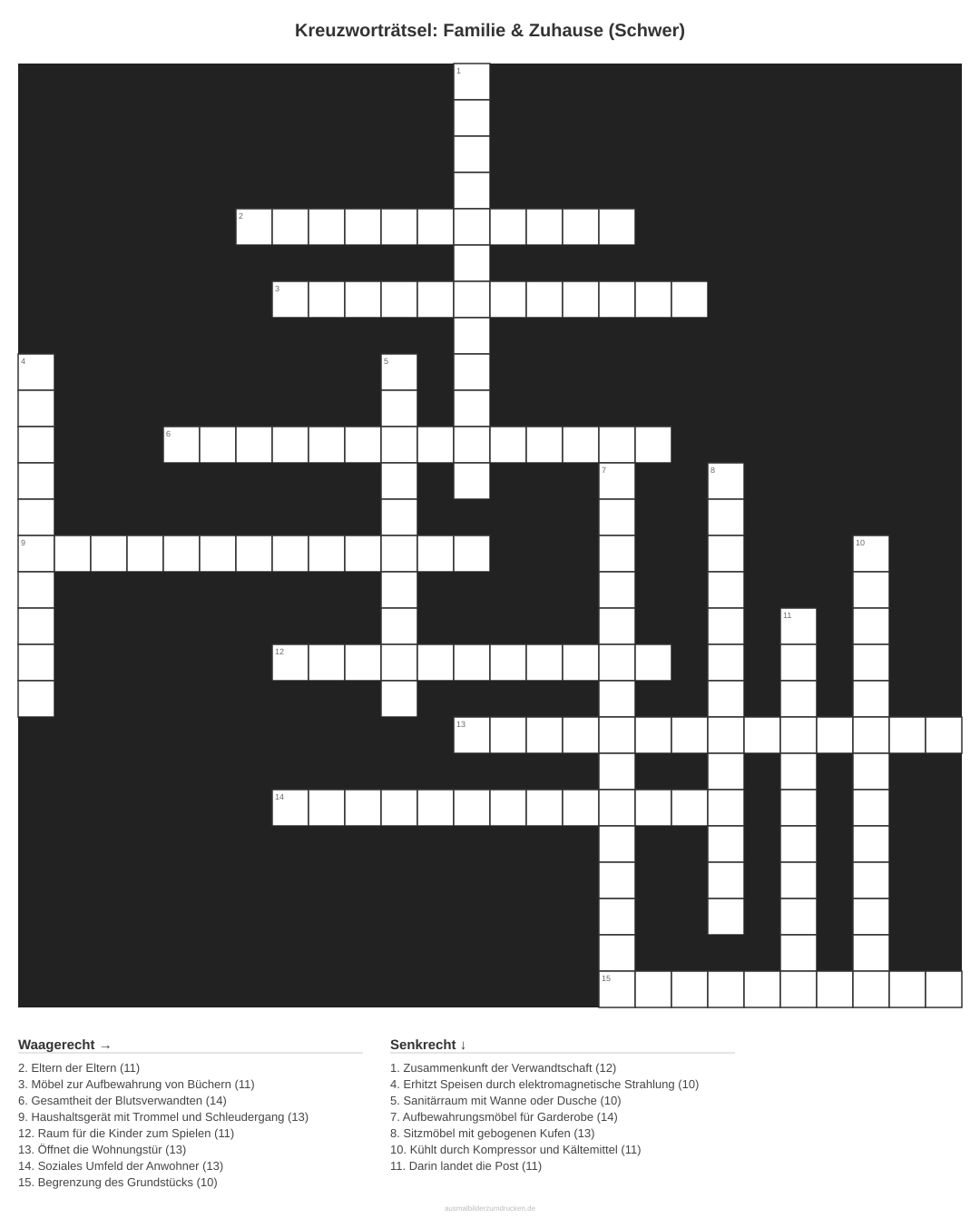 Kreuzworträtsel Kreuzworträtsel: Familie & Zuhause (Schwer) aus der Kategorie Familie - kostenlos ausdrucken