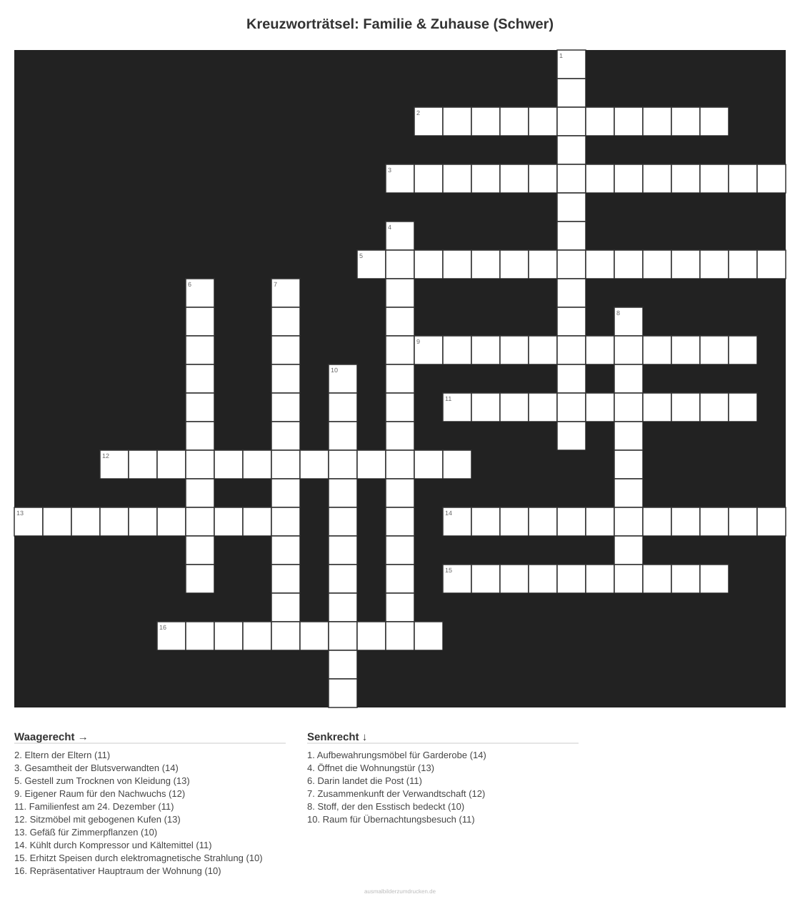 Kreuzworträtsel Kreuzworträtsel: Familie & Zuhause (Schwer) aus der Kategorie Familie - kostenlos ausdrucken
