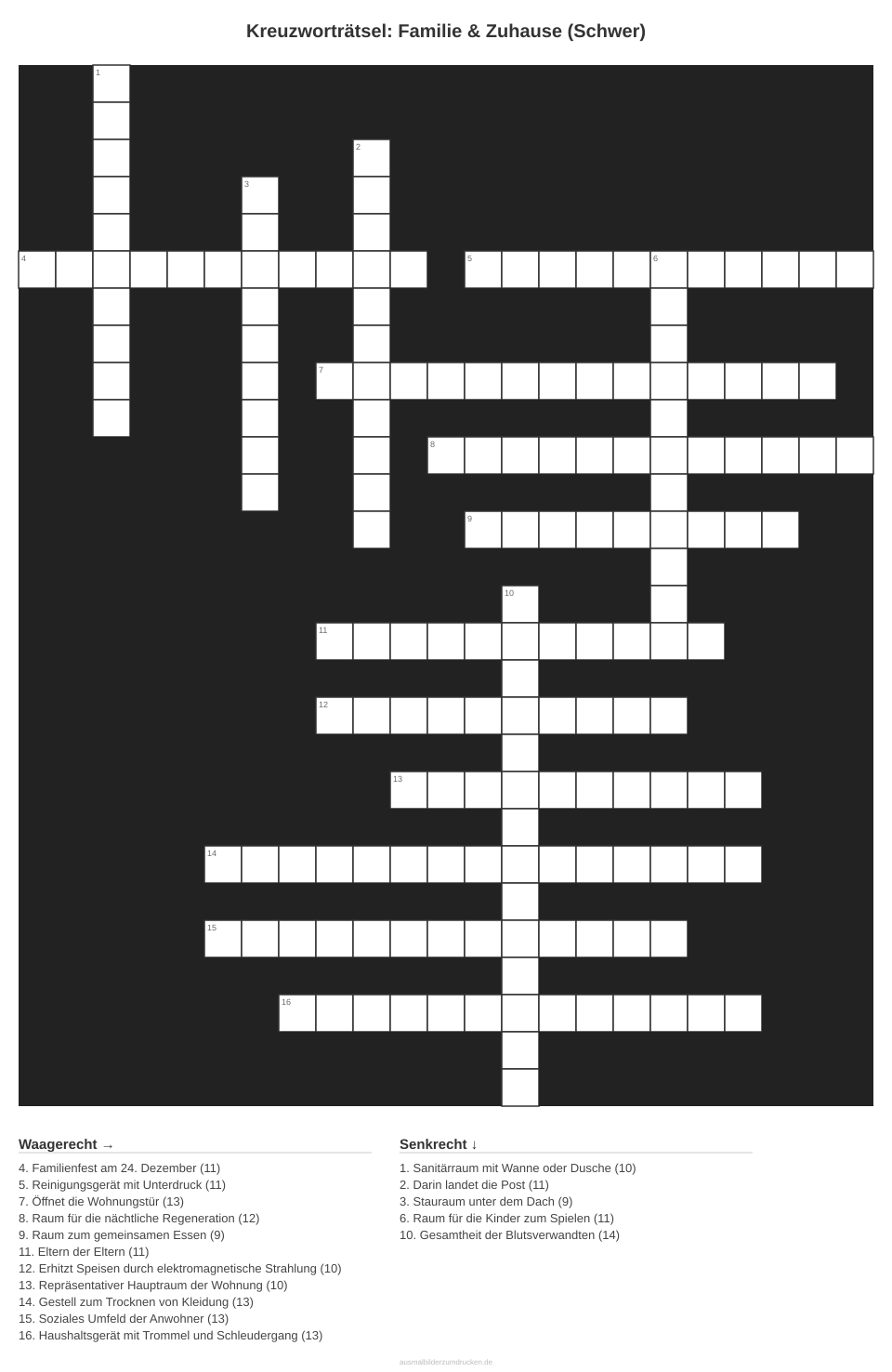 Kreuzworträtsel Kreuzworträtsel: Familie & Zuhause (Schwer) aus der Kategorie Familie - kostenlos ausdrucken